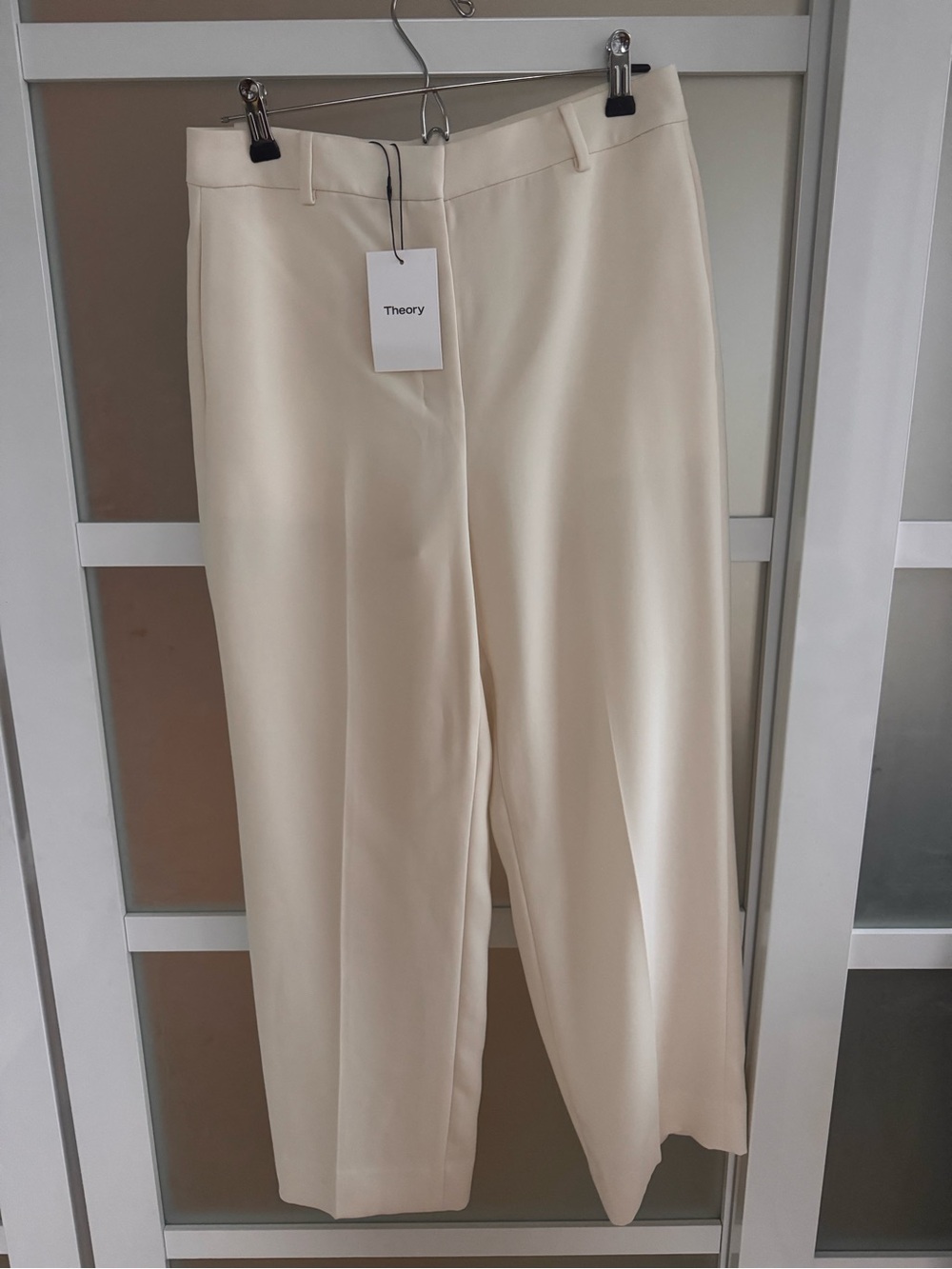 NWT Theory Ivory Straight-Leg Relaxed Pants Size 6 $335